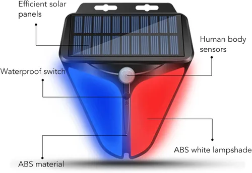 Miniatura 5 de Dpofirs Luces de advertencia estroboscópicas solares actualizadas 2023 con alarma de 129 dB y 4 modos de funcionamiento, luz de alarma con sensor