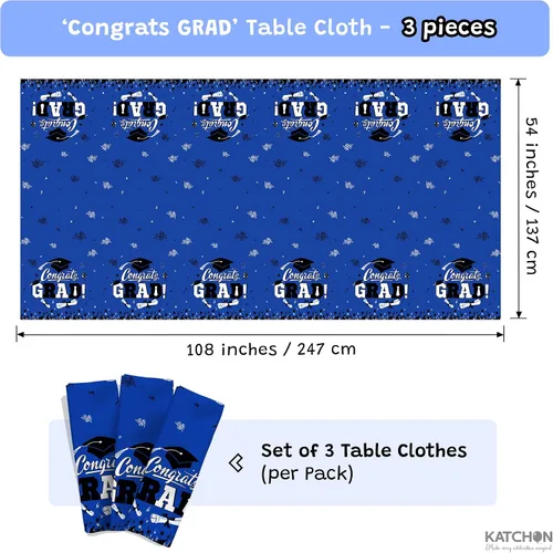 Miniatura 2 de Graduation Decorations 2026, Pack of 3, 54 x 108 Inches, Plastic Graduation Tablecloth, Graduation Decorations Class of 2026 Disposable Rectangle