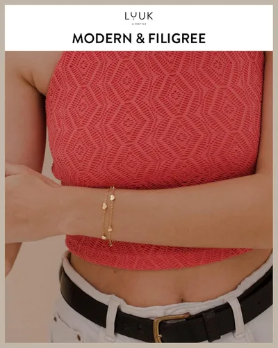 Miniatura 2 de LUUK LIFESTYLE Pulsera de acero inoxidable con colgante y tarjeta de felicidad, filigrana y joyería minimalista para mujer, idea de regalo única