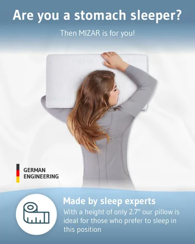 Miniatura 4 de Almohada para dormir boca abajo MIZAR, almohada ultra fina de 2.7 pulgadas diseñada en Alemania, almohada ergonómica con funda de almohada lavable