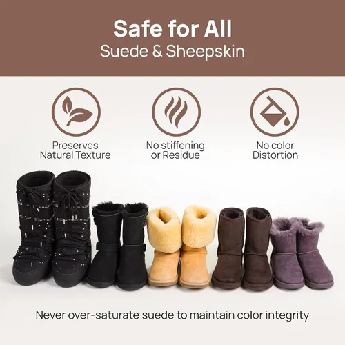 Miniatura 6 de Kit de Limpieza para Gamuza y Piel de Oveja Compatible con Calzado UGG - Limpiador y Acondicionador Suave, Spray Protector, Removedor de Olores