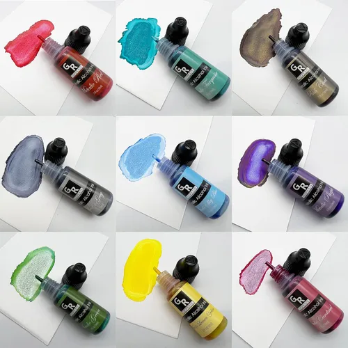 Miniatura 7 de Juego de tinta de alcohol metálico, 26 colores metálicos a base de alcohol para arte de resina, arte fluido, manualidades de resina, placa de Petri