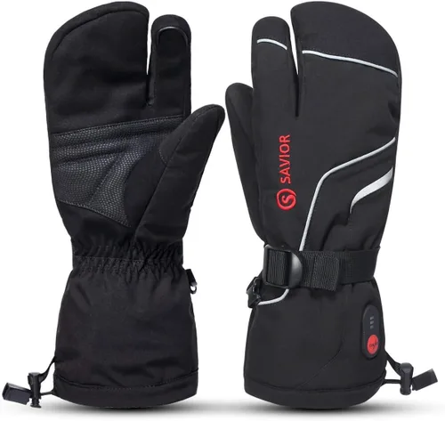 Miniatura 9 de Savior Heat ed Mitones para hombres y mujeres, guantes calefactables unisex recargables con batería eléctrica, guantes de esquí, guantes de invierno