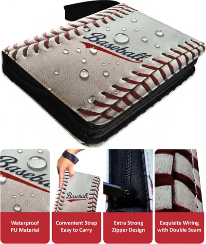 Miniatura 5 de Carpeta de tarjetas de béisbol de 440 bolsillos, 55 fundas pequeñas de béisbol, carpeta de béisbol de 3 anillos con cremallera, 4 bolsillos