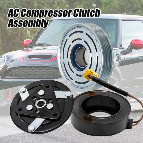 Miniatura 5 de Kit de reparación del embrague del compresor de CA Reemplazo de la bobina de la polea para MINI Cooper 2008-2013 4 Cyl 1.6L SD6V12 4.68" Polea