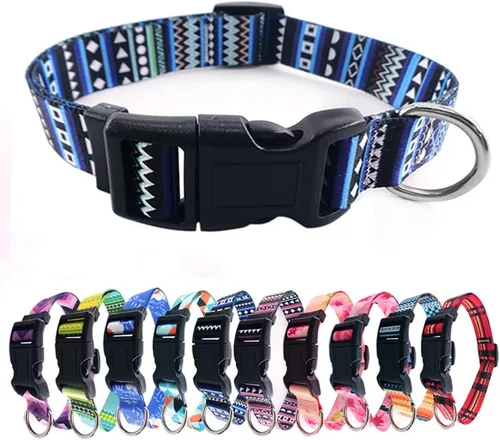 Miniatura 13 de Love Dream Collar de perro resistente con hebilla de liberación rápida ajustable con patrones geométricos florales para perros pequeños, medianos