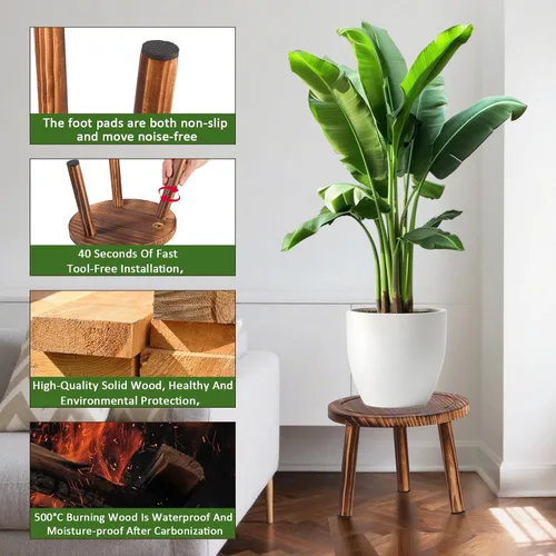 Miniatura 3 de Soporte para plantas de interior, soporte de esquina de 3 piezas, estante para plantas, banco de macetas, adecuado para escenarios interiores
