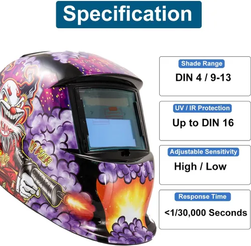 Miniatura 4 de iMeshbean Casco de soldadura de oscurecimiento automático Máscara de capucha accionada solar con lente adicional ANSI aprobado por el ANSI, diseño