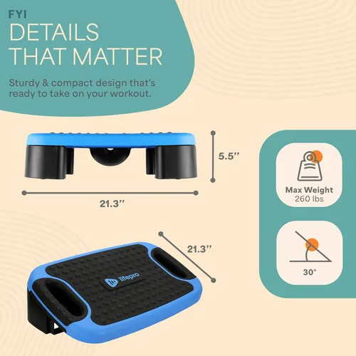 Miniatura 5 de Lifepro - Tabla de equilibrio aeróbico 4 en 1 y plataforma de ejercicio escalonada, plataforma inclinada multifuncional, ajustable, antideslizante