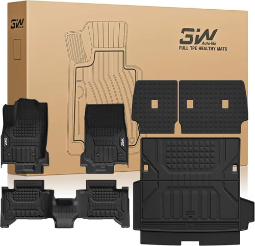 Miniatura 32 de Alfombrillas de Piso 3W Compatibles con Toyota Tundra 2014-2021 (Solo para Cabina CrewMax), Revestimiento de Piso de TPE para Todo Clima con Ajuste