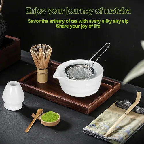 Miniatura 2 de Juego de batidor de matcha con cuenco matcha, batidor de bambú matcha, cuchara, tamizador, soporte para batidor de matcha, regalos únicos