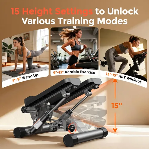 Miniatura 4 de SPORTSROYALS Escalera de escalera, giro/mini escalón para ejercicio en casa, máquina de pasos con bandas de resistencia para entrenamiento de cuerpo