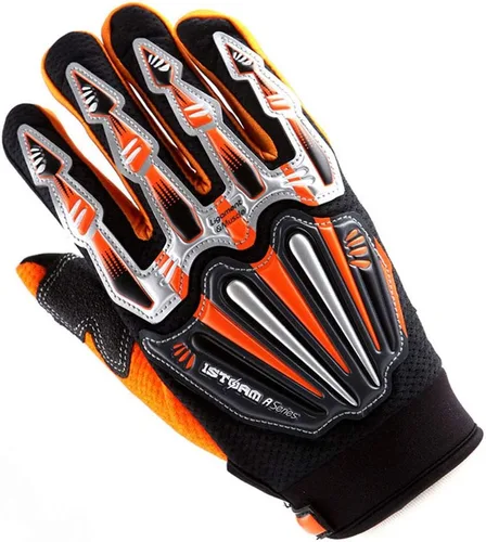 Miniatura 6 de Guantes de diseño de esqueleto, para motocross, moto BMX, MX, ATV, verde, S, Negro