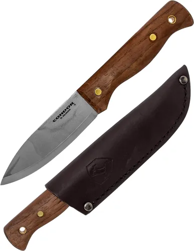 Cuchillo Condor Bushlore - Cuchillo de Bushcraft - Acero de alto carbono 1075 - Mango de nogal - Afilado escandinavo - Cuchillos de hoja fija