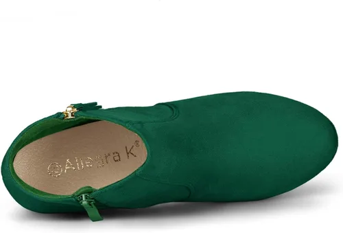 Miniatura 4 de Allegra K Botines de tacón grueso con cremallera lateral para mujer