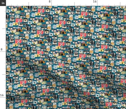 Miniatura 2 de Spoonflower Tela – Micro Midnight Vintage Cámara Ilustraciones Fotografía Retro Impreso en Petal Signature Tela de Algodón por The Yard – Costura