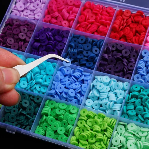 Miniatura 7 de 2000 unidades - 6800 cuentas de arcilla para hacer pulseras, cuentas espaciadoras de 0.236 pulgadas para hacer joyas, aretes, pulseras, collares, 24