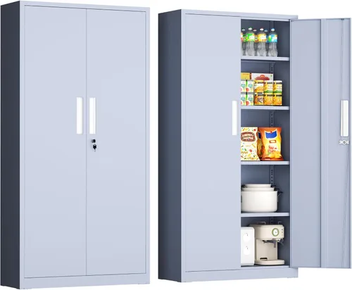 Miniatura 26 de INTERGREAT Gabinete de almacenamiento de metal con puertas con cerradura, gabinetes de almacenamiento de acero con cerradura con 2 puertas