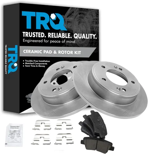 Miniatura 60 de TRQ Kit de rotor de freno trasero y pastillas de cerámica Posi premium compatible con camioneta Chevy GMC