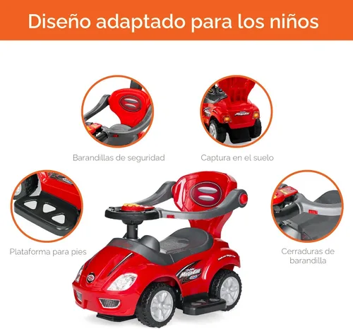 Miniatura 3 de Best Choice Products Carro de empuje y pedal 3 en 1 para niños, carro de juguete para niños pequeños con mango, bocina y música - Azul