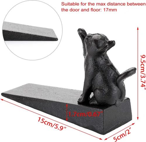 Miniatura 4 de Sumnacon 2 paradas de hierro fundido para puerta de gato, resistentes topes rústicos para puerta que evitan perforar agujeros, cuñas de puerta