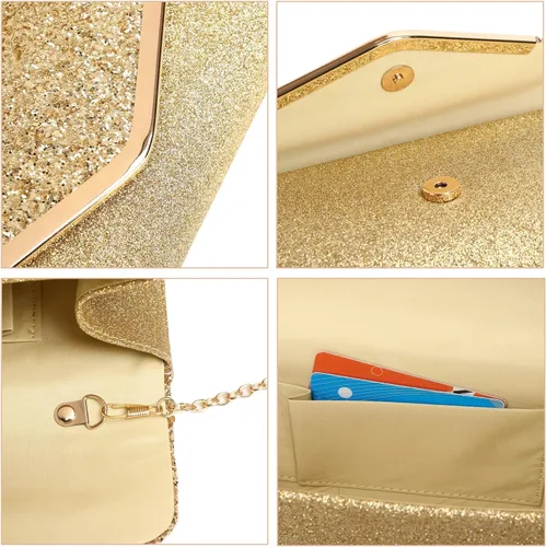 Miniatura 8 de Bolso de mano brillante para mujer, bolso de noche con cristales de estrás, bolso de noche con purpurina brillante para mujer, boda, fiesta, baile