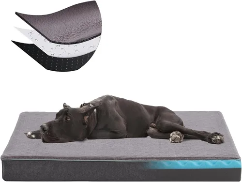 Miniatura 10 de Cama ortopédica de espuma viscoelástica para perros, camas refrescantes para perros medianos, camas lavables para mascotas para jaula con funda