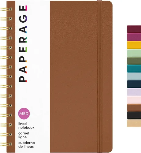 Miniatura 36 de PAPERAGE Cuaderno de espiral rayado, (azul marino, verde oliva, kraft), paquete de 3, 160 páginas, tamaño mediano de 5.5 x 8 pulgadas, papel grueso