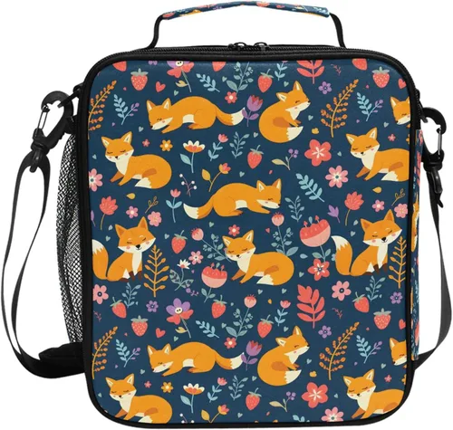 Miniatura 32 de MNSRUU Bolsas de almuerzo para niños y niñas, Doodle Kawaii Conejo, reutilizable, aislada, kit de bolsa térmica para comidas, bolsa organizadora