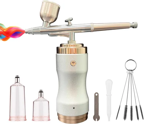Miniatura 2 de Kit de aerógrafo con compresor, pistola de aerógrafo inalámbrica portátil, mini compresor de aire recargable de mano, para maquillaje, decoración