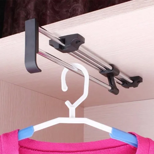 Miniatura 6 de ZJchao, sujetador de prendas para armario, con varilla para extracción, retráctil, resistente, ideal para organizar ropa en el armario, cromado