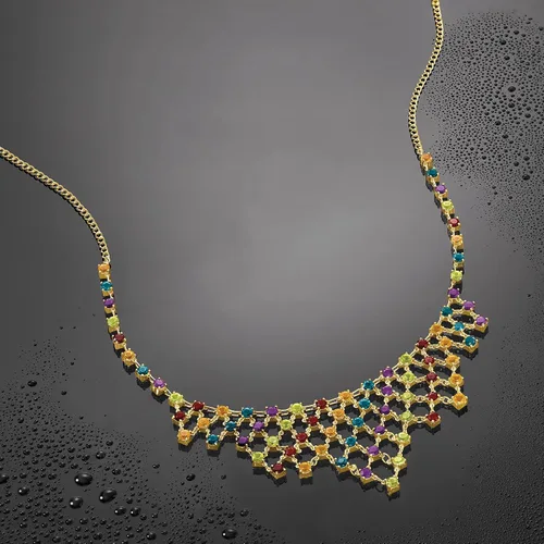 Miniatura 3 de Ross-Simons Collar con babero de piedras preciosas múltiples de 22.70 quilates en oro de 18 quilates sobre ley, Gema, multi