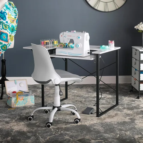 Miniatura 2 de Studio Designs - Silla giratoria plegable contorneada, silla de escritorio ergonómica con altura ajustable, respaldo plegable para almacenamiento