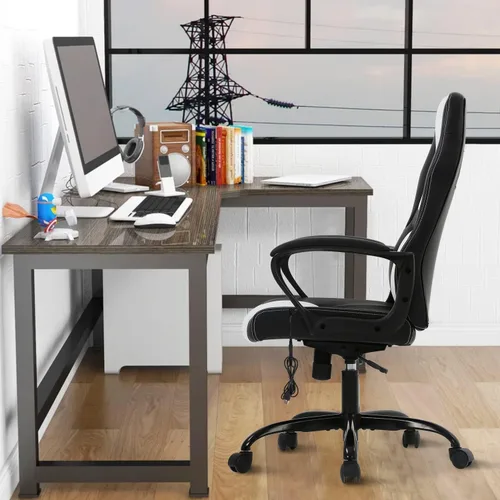 Miniatura 3 de Sillas de videojuegos para computadora, respaldo alto, ergonómica, de cuero, con soporte lumbar y reposacabezas, silla de escritorio ejecutiva