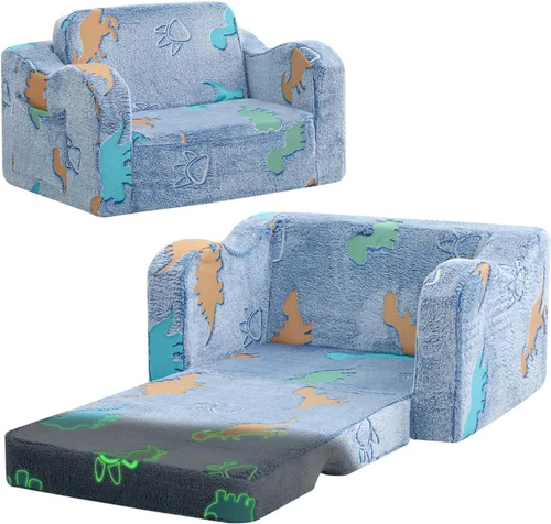 Miniatura 10 de MeMoreCool Silla Infantil 2 en 1, Sofá Cama Plegable para Niños, Beige (Edades 1-3) – Silla de Terciopelo que se Extiende a Sofá-Cama Espuma