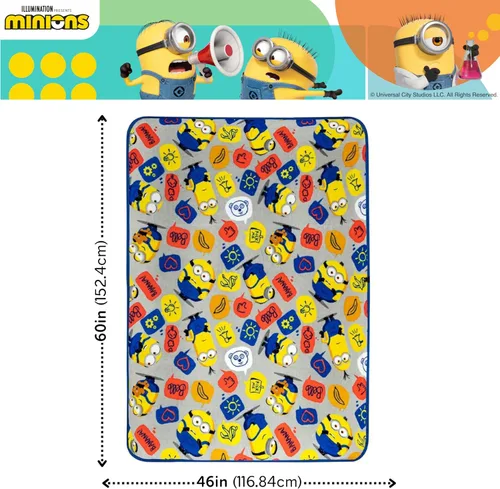 Miniatura 7 de Franco - Manta supersuave para niños, de 46 por 60 pulgadas, de los Minions, The Rise Of Gru, ropa de cama Minions el ascenso de Gru