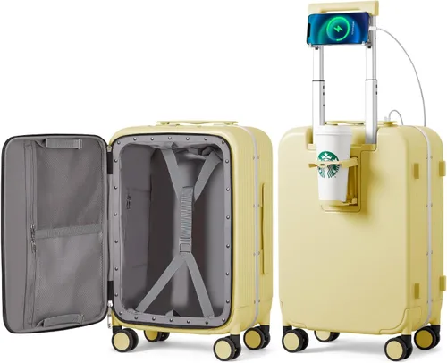 Miniatura 28 de mixi Equipaje PC Hardside Rolling maleta con rueda giratoria, cerradura TSA, soporte para teléfono y vaso, Verde aguacate
