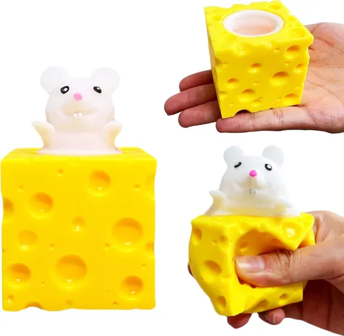 Pelotas antiestrés de queso suave – Juguetes Pop Fidget (Paquete de 1) Pelotas de estrés de animales, juguete sensorial fidget de ratón para