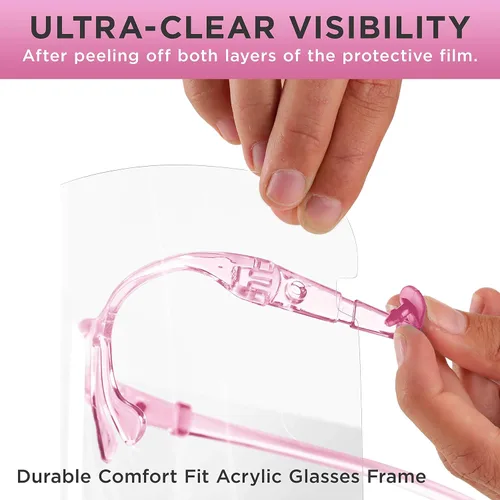 Miniatura 5 de TCP Global Salon World - Protectores faciales completos con marcos de gafas (paquete de 10), ultra transparentes para proteger los ojos, la nariz