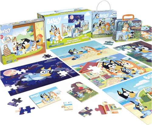 Miniatura 8 de Bluey Juego de 11 rompecabezas, rompecabezas de madera de 8 y 24 piezas, difusos y troquelados para preescolares y niños Paquete de rompecabezas