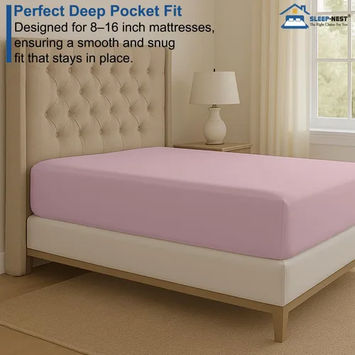Miniatura 2 de SLEEP-NEST Sábana bajera ajustable tamaño individual, 600 hilos, 100% algodón egipcio de fibra larga, elástico en todo el contorno para colchones