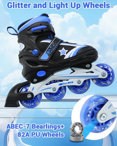 Miniatura 4 de Patines en línea para niños y niñas de 6 a 12 años, patines ajustables para principiantes con ruedas iluminadas para niños, jóvenes y adolescentes