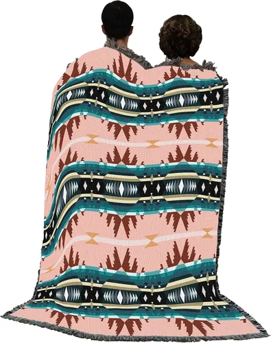Miniatura 3 de Pure Country Weavers Cimarron - Manta de ágata – Inspirada en los nativos americanos del suroeste – Tapiz de regalo tejido de algodón – Fabricado