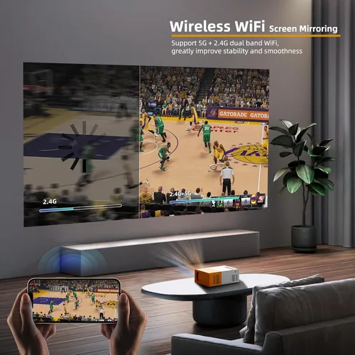Miniatura 2 de PVO Proyector WiFi Proyectores Mini Portátiles 1080P, La Pantalla del Teléfono Puede Ser Reflejada al Proyector de Video a Través de WiFi