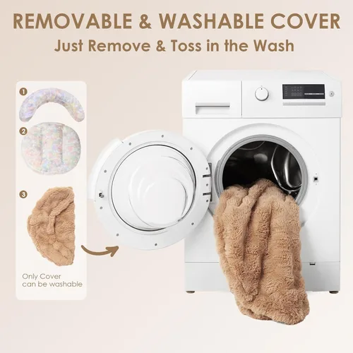 Miniatura 6 de EHEYCIGA Sofá cama suave para gatos de interior, cama extra pequeña esponjosa para perros con funda extraíble lavable, sofá para mascotas, Camello