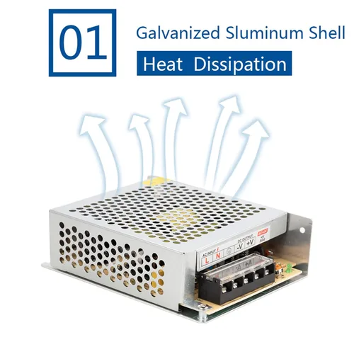 Miniatura 2 de Fuente de alimentación conmutada de 12 V 8.5 A, controlador LED de 100 W, convertidor adaptador de transformador regulado universal CA 110V-220V a