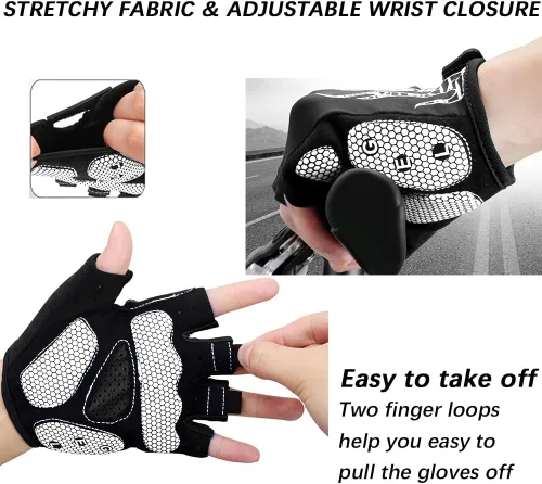 Miniatura 4 de MOREOK - Guantes para bicicleta de montaña (MTB) y ciclismo de descenso (DH), para hombres, de medio dedo, con almohadilla de gel que absorbe