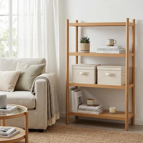 Miniatura 8 de StorageWorks Contenedores de almacenamiento de tela con tapa, cajas de almacenamiento decorativas para estantes, cesta organizadora de armario Beige