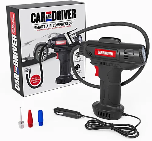 Miniatura 8 de Compresor de aire inteligente CAD-KH1001 - Inflador digital portátil de neumáticos de 12 V PSI ajustable con apagado automático 3 accesorios