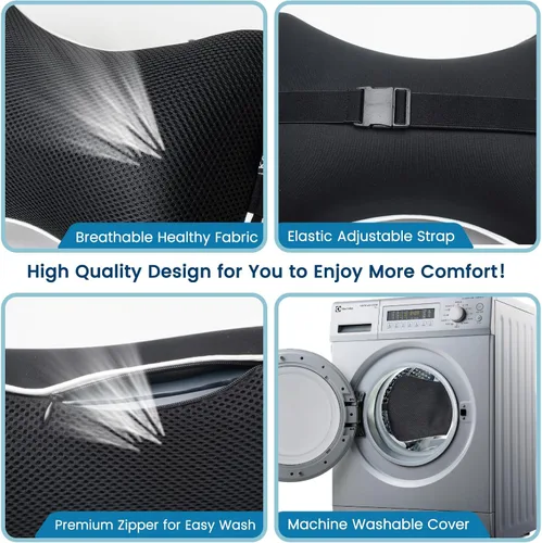 Miniatura 5 de Keemall Almohada de Cuello de Coche Inflable, Almohada de Reposacabezas de Coche Inflable Suave para Asiento de Conducción con Correa Ajustable